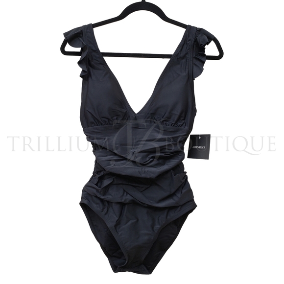 Ellen Tracy Swim Ellen Tracy Flutter Sleeve Vneck Onepiece Swimsuit